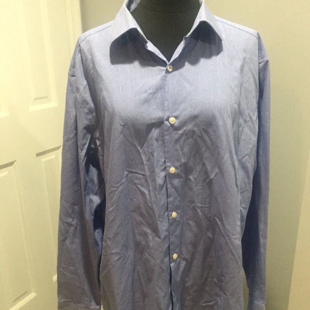 PerryEllis  Slim Fit Blue Mens Collar Shirt 17 1/2